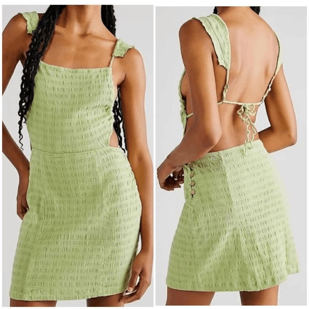 Free People Beyond Chic Mini Dress -  Neon Green